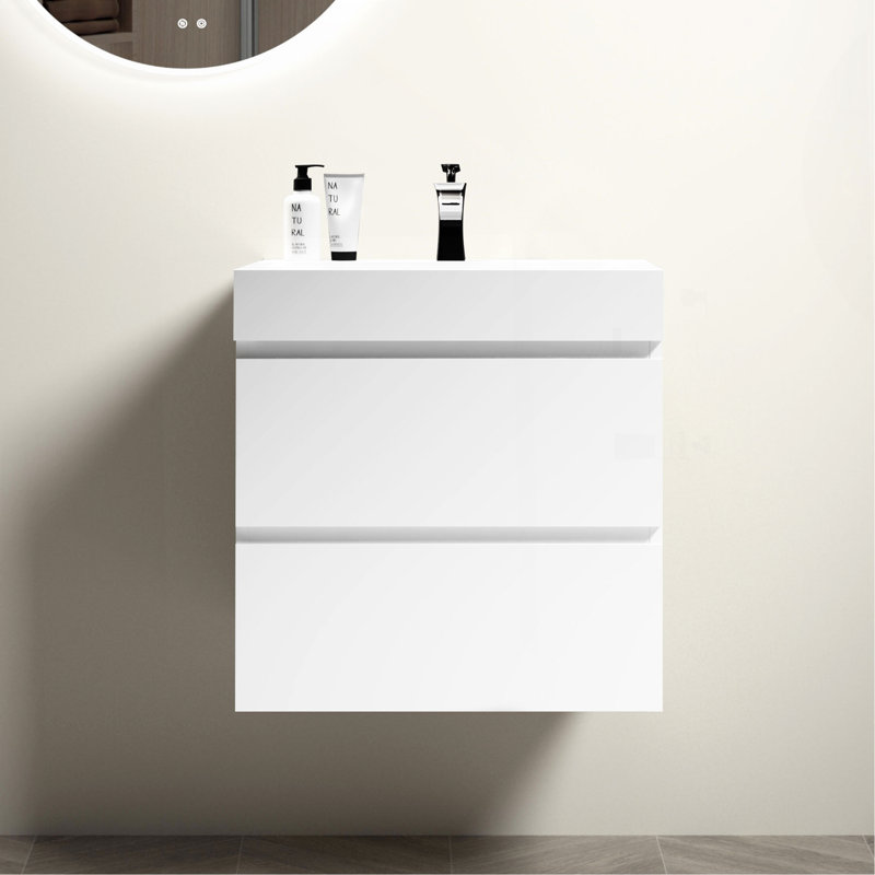 Meuble-lavabo blanc 24 po avec lavabo Alice, Blanc, 24"