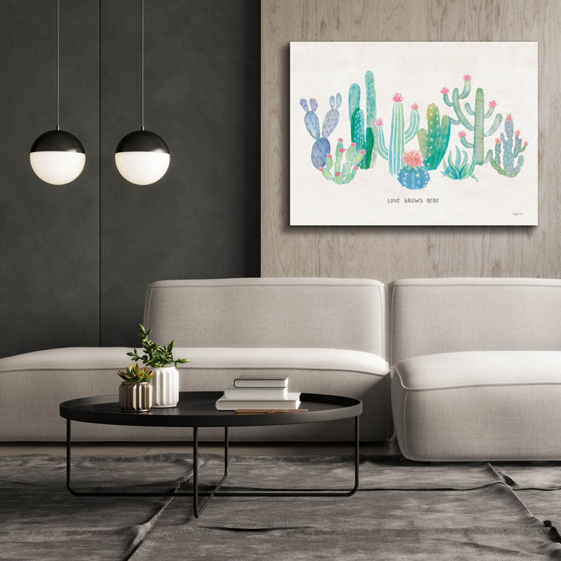 «Bohemian Cactus 1 Love» par Mary Urban, art mural sur toile, 26 po x 18 po, H 40 po x l 54 po x P 1,5 po