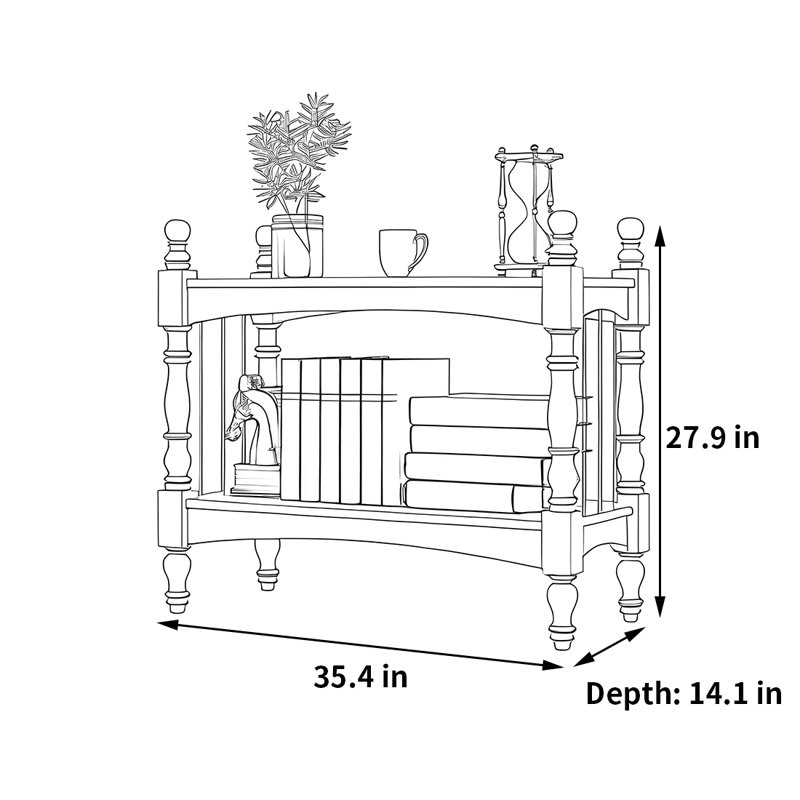Bibliothèque pratique haut de gamme, (2 tablettes) H 27,9 po x l 35,4 po x P 14,1 po, Brun