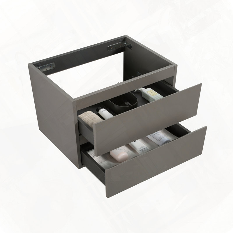 Armoire murale avec deux tiroirs écologiques pré-assemblés, Blanc / Gris