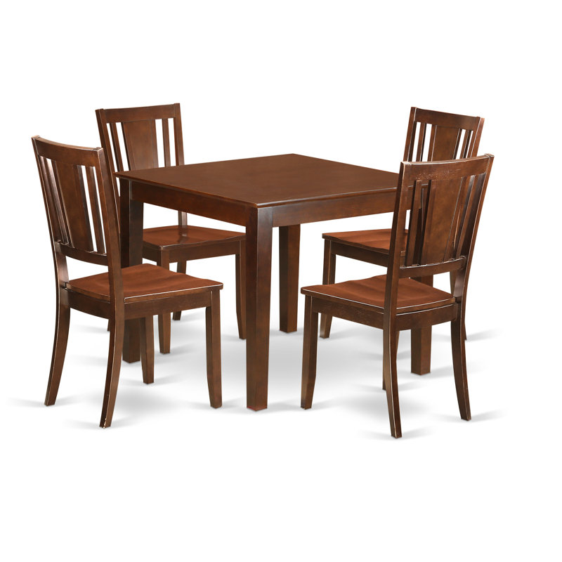 5 Piece Dining Table Set for 4 Includes a Square Kitchen Table and 4 Kitchen Dining Chairs, Mahogany