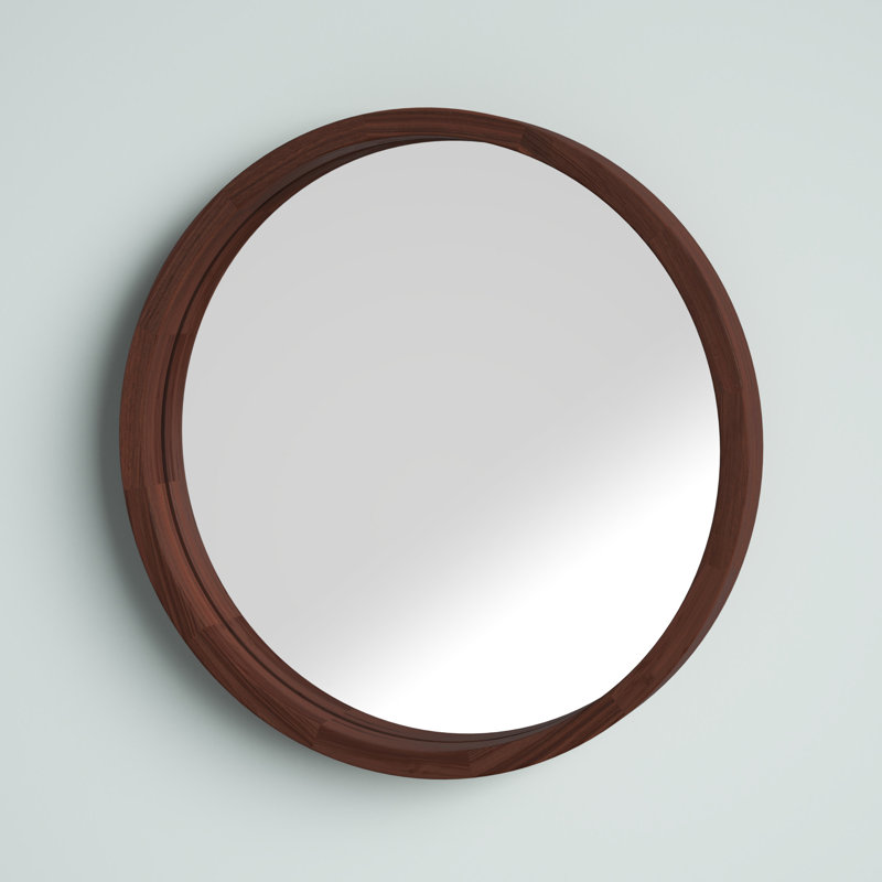 Loftis Solid Wood Mirror, Walnut Brown, 22" x 22"