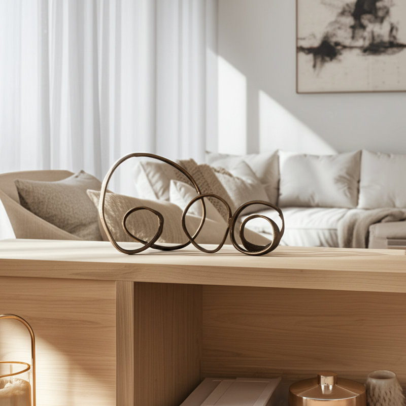 Decorative Object Metal and Aluminum Abstract Looped Rings Metallic Finish for Home or Office - 16" Bronze & Copper
