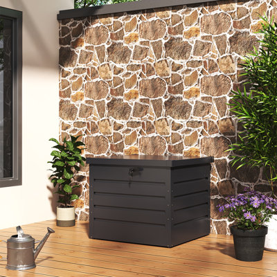 Garden Sanctuary 62cm W 200L Metal Lockable Deck Box in Black