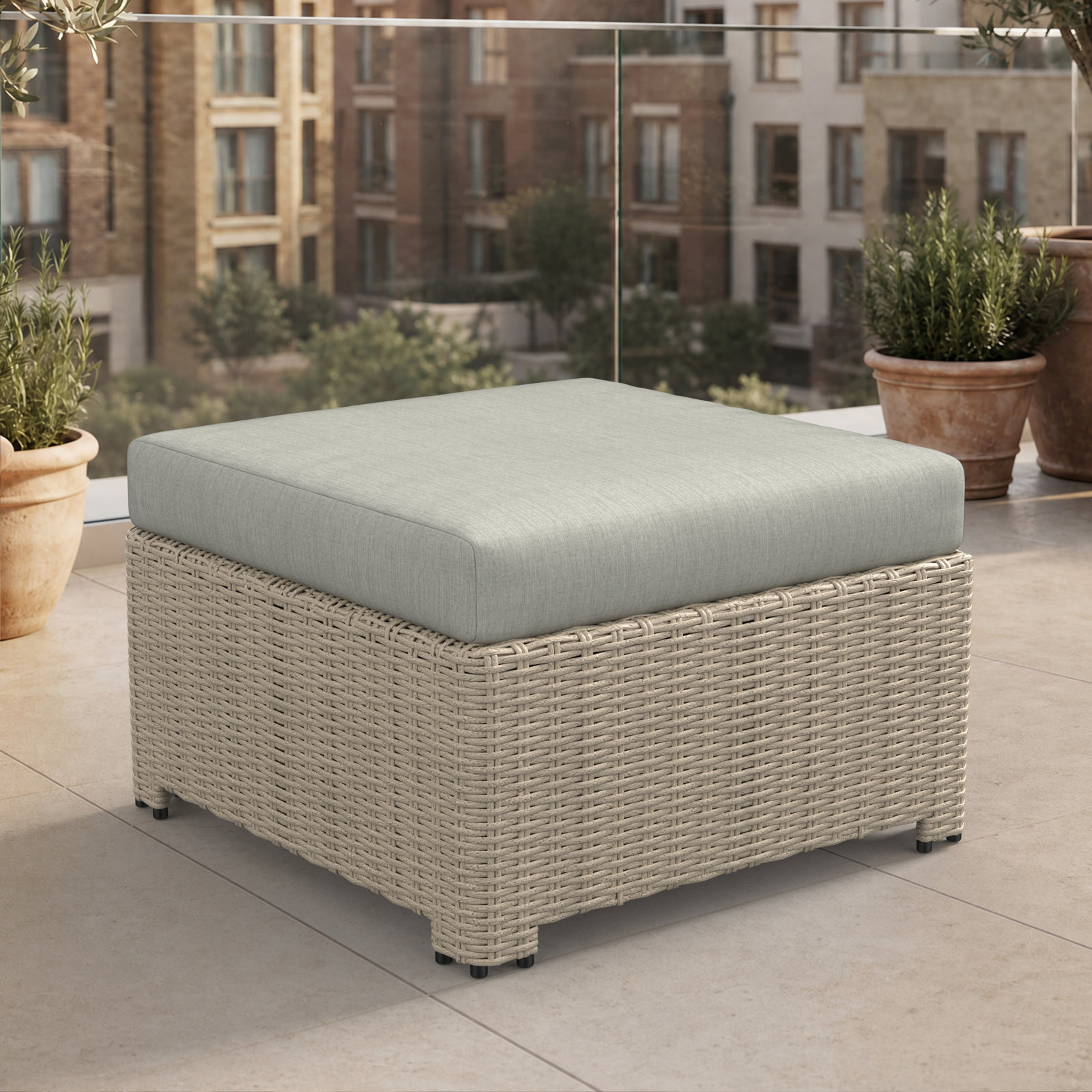 Henri Sunbrella® Patio Ottoman, Sunbrella® Canvas Granite