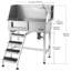 34" Dog Washing Station, Stainless Steel Pet Grooming Tub Bathtub, Professional Dog Wash Sink with Shower, Faucet, Soap Holder, Non-Slip Stairs Easy-Clean Design for Small Pets Cats (Left Door)