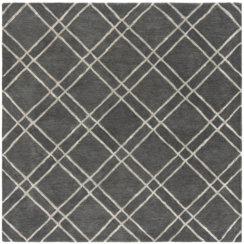 Milroy Hand Tufted Wool Geometric Rug, Square 6'