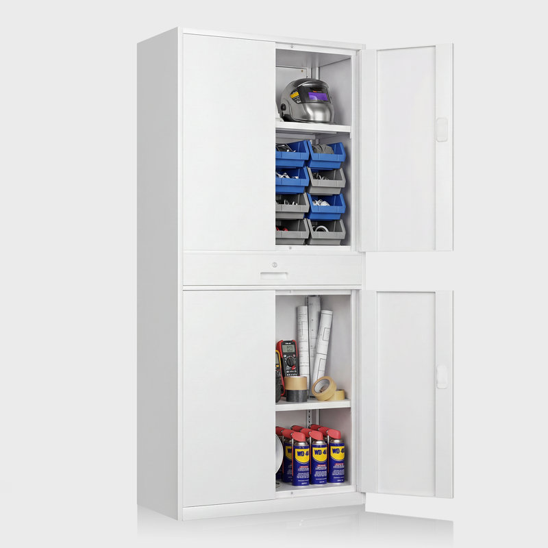 Armoires de rangement en métal avec serrure, H 71 po x l 31,5 po x P 15,75 po, Blanc
