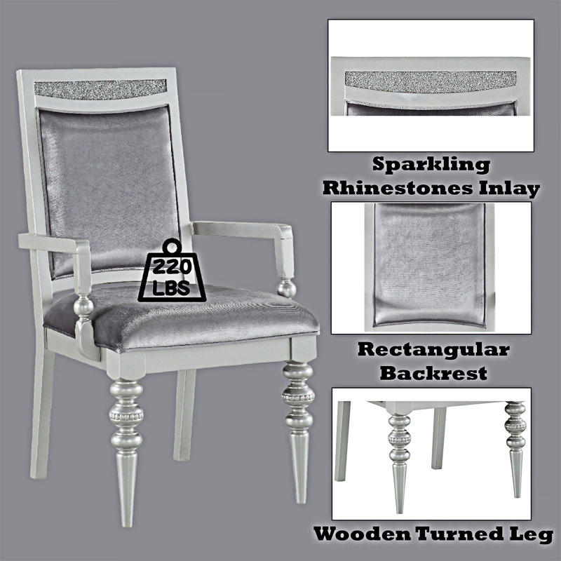 Chaise rembourrée avec accoudoirs (ensemble de 2)
