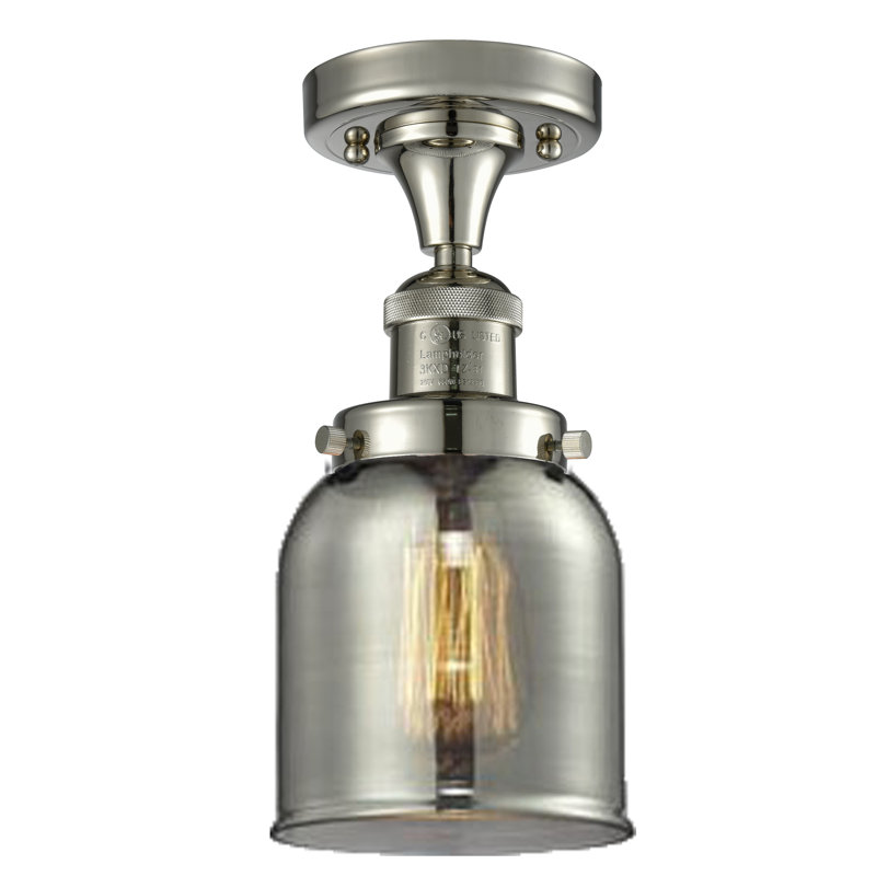 Plafonnier semi-encastré à 1 lumière 5 po Archambault, Ampoule DEL 6 watts Vinage, Plaqué couleur fumée, Nickel poli
