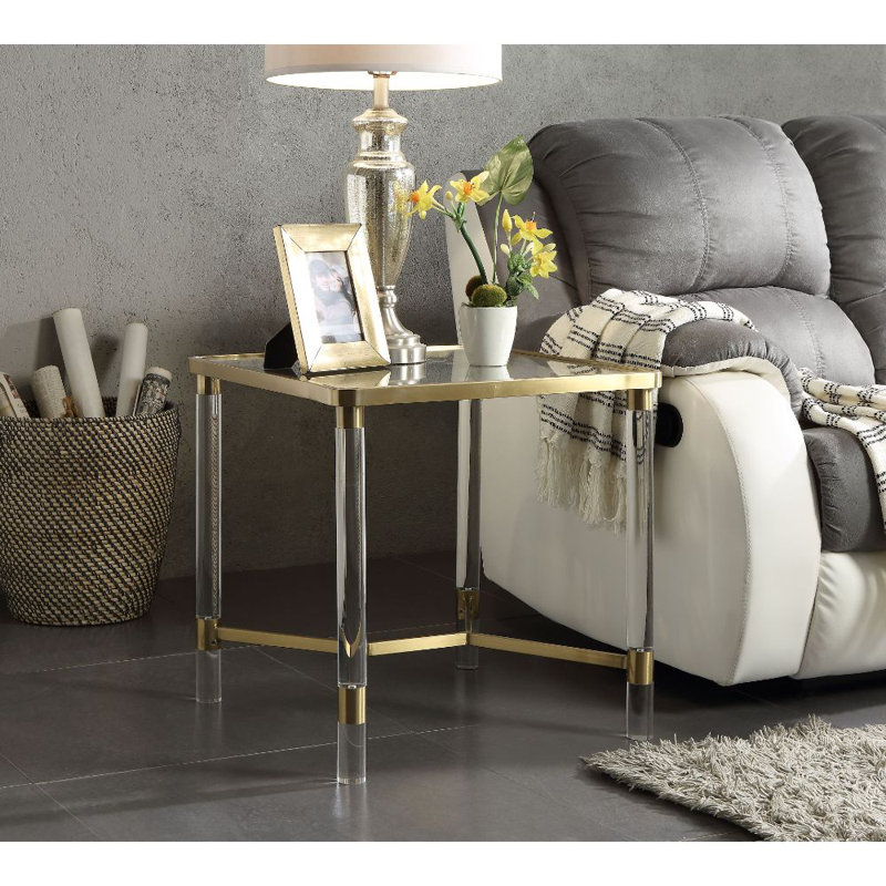 Table de bout en verre 24 po Adlai, C; verre auriculaire