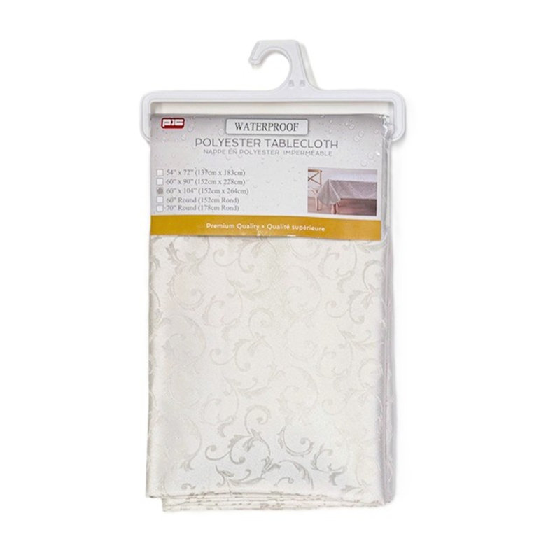 Nappe jacquard, 70 po rond, Blanc