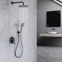 Matte Black Shower Faucet System Combo Setrainfall Head with Hand Show —  Savvy Shower