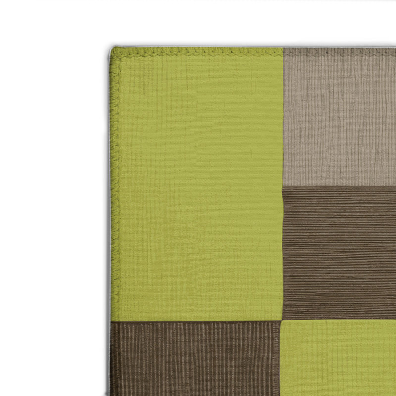 Tapis d'intérieur et d'extérieur à carreaux vert, Rectangulaire 2 pi x 3 pi