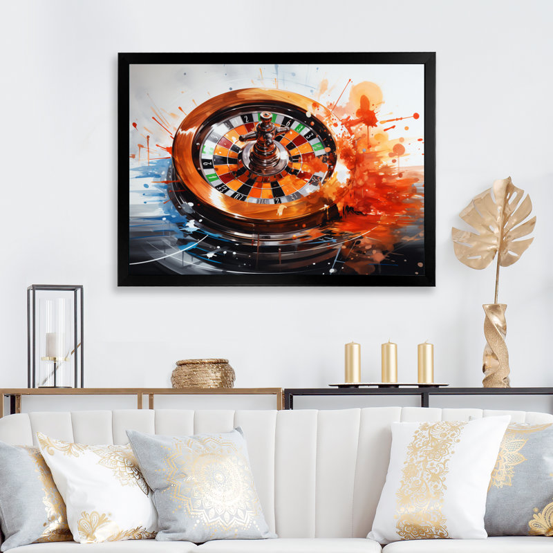 «Casino Royale Roulette II», reproduction sur toile, H 12 po x l 20 po x P 1 po, Cadre simple noir