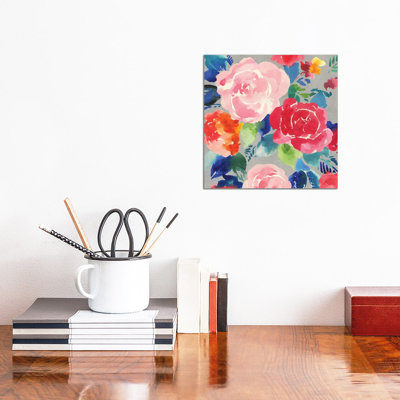 Bright Floral 1 Piece Wrapped Canvas Painting