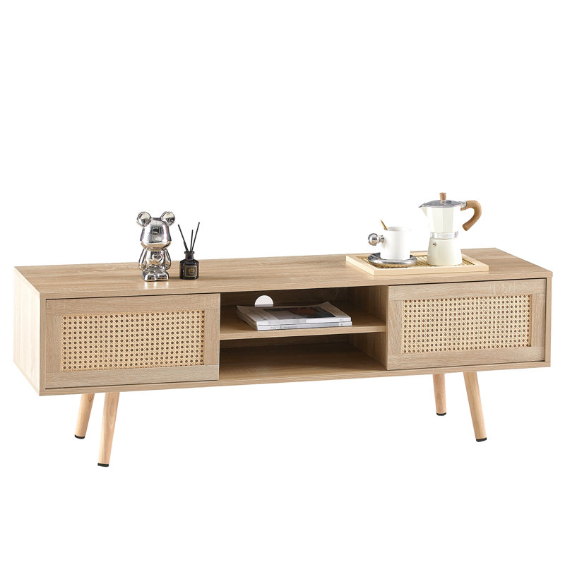 Meuble télé Natural, 18.1" H x 56.65" W x 15.61" D, Natural