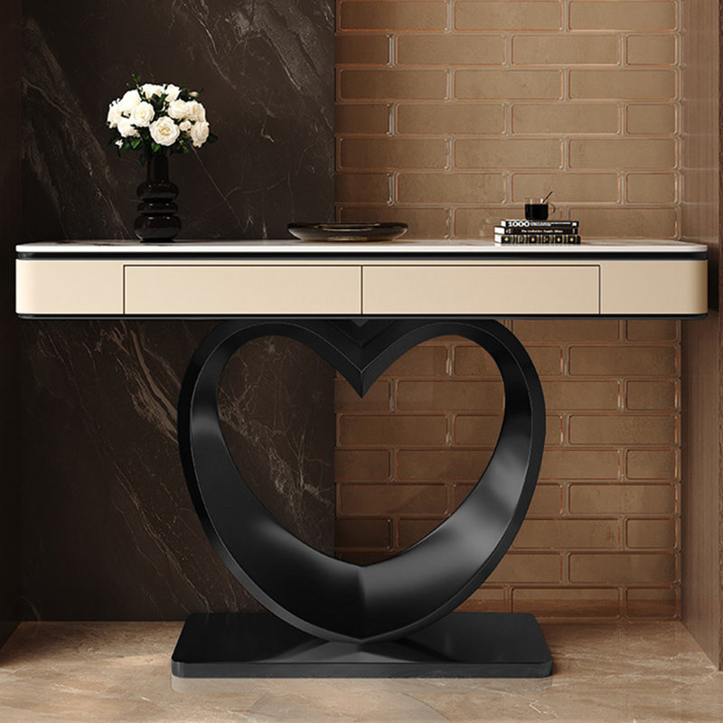 Console italienne de luxe italienne, 33.5" H x 63" W x 13.8" D, Noir