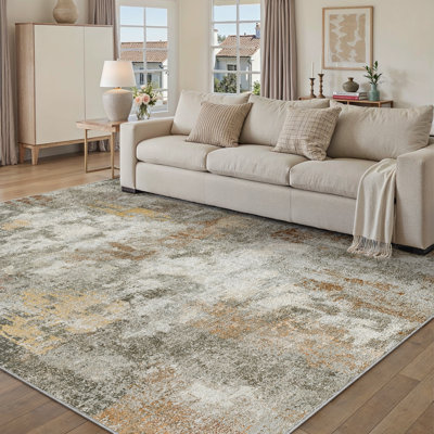 Miro Modern Abstract Machine Washable Area Rug With Non-Slip Backing