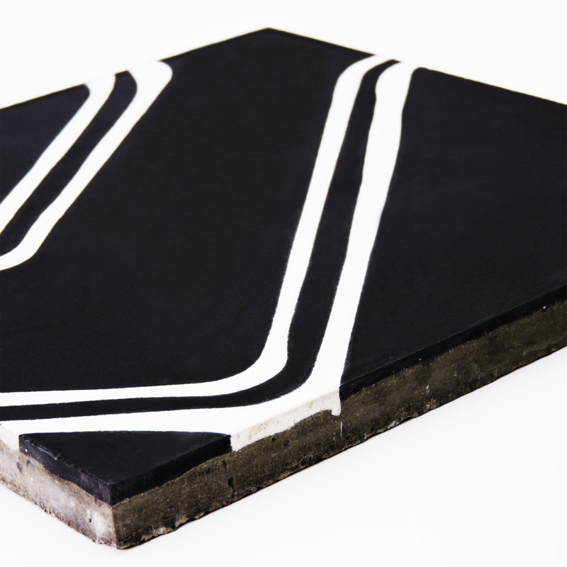 Chawen 8" x 8" Wall & Floor Singular Tile, Black/White