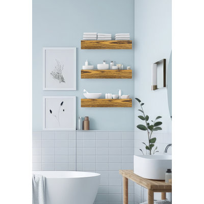 Emerald Lee 3 Piece Oak Floating Shelf