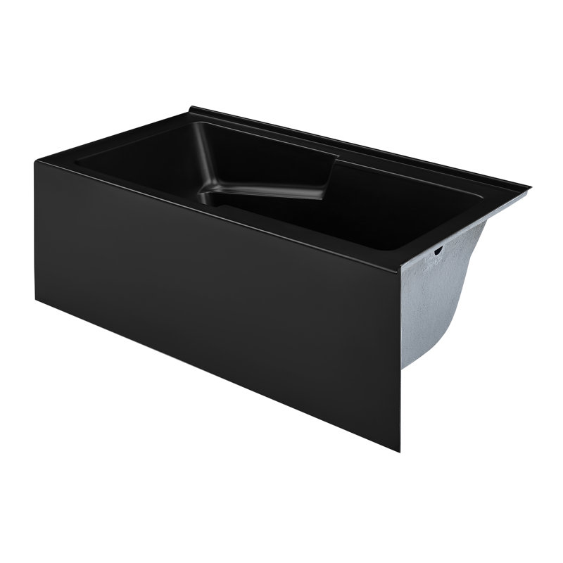 Claire 60 X 32 Drain Soaking Alcove Corner Apron Bathtub, Right, Matte Black
