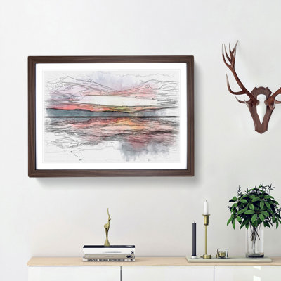 Sunset over Lake Windermere Sketch - Picture Frame Graphic Art Print