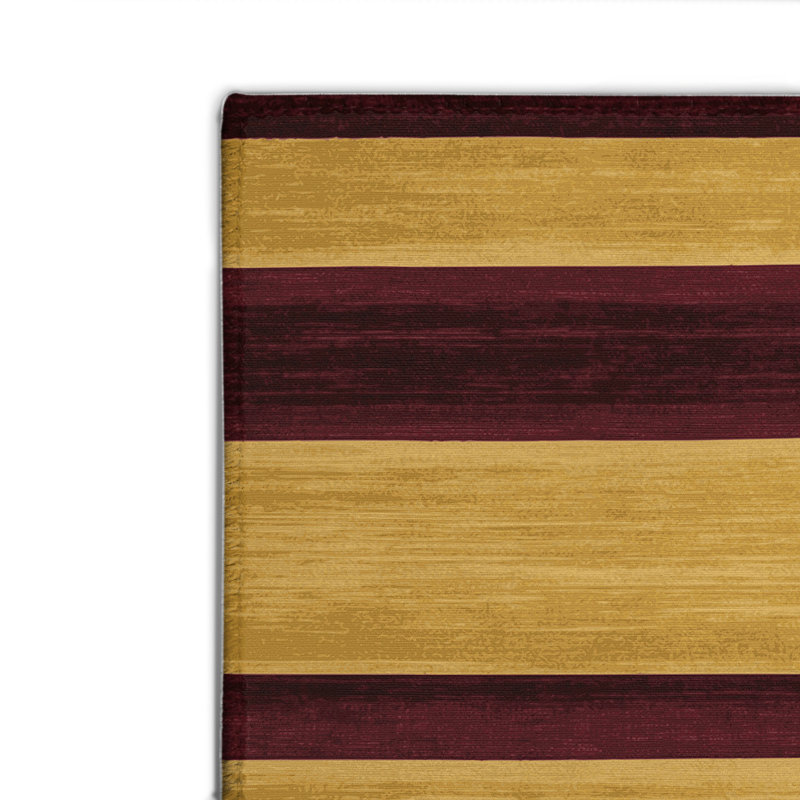 Tapis intérieur / extérieur brun HorizontalStripes, Rectangulaire 8 pi x 10 pi