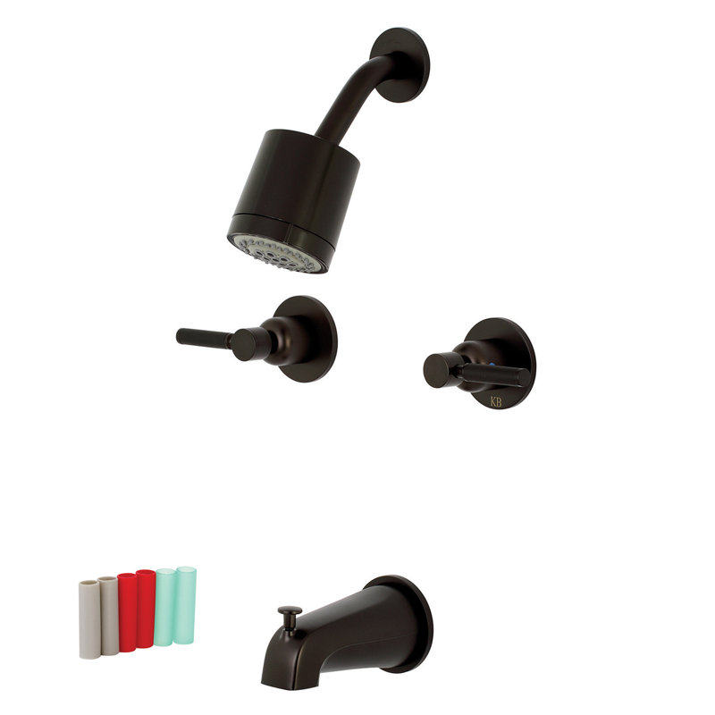 Kingston Brass Kaiser Double-Handle Tub and Shower Faucet, Oil Rubbed Bronze