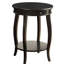 1 table de bout noire avec tablette ronde supérieure et inférieure spacieuse, à des fins de présentation