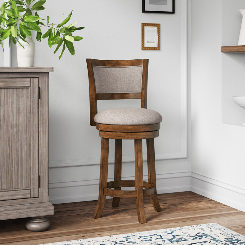 Ichika Swivel Upholstered Counter Stool with Solid Wood Frame, Counter Stool (24" Seat Height)