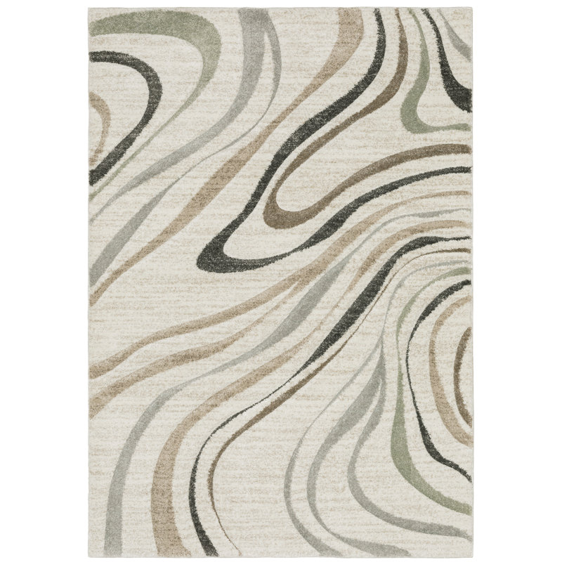 Tapis beige / multicolore tissé à la machine Chase, Rectangle 3 pi 3 po x 5 pi
