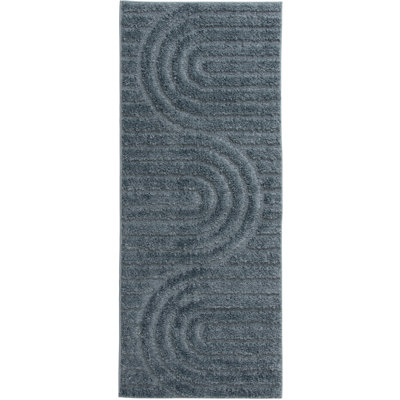 Tapis d'intérieur lavable bleu ardoise Archy avec envers antidérapant