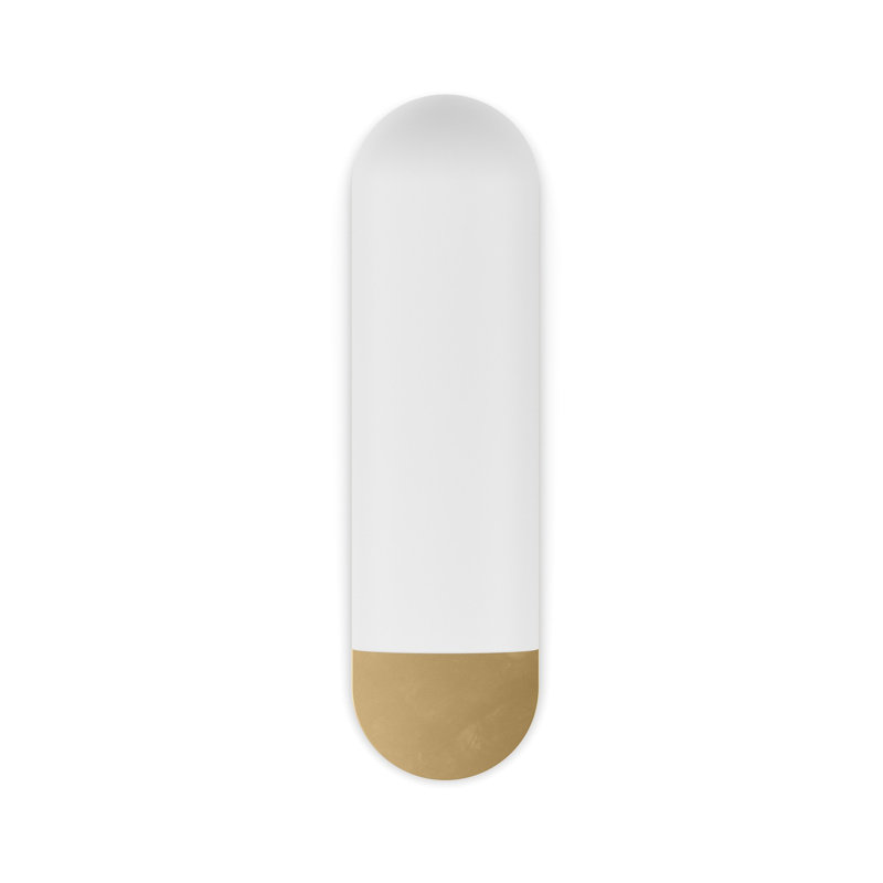 Odyssey Solid Brass Armed Sconce, Burnished Brass, 15" H x 4.25" W x 5.5" D, Opal White