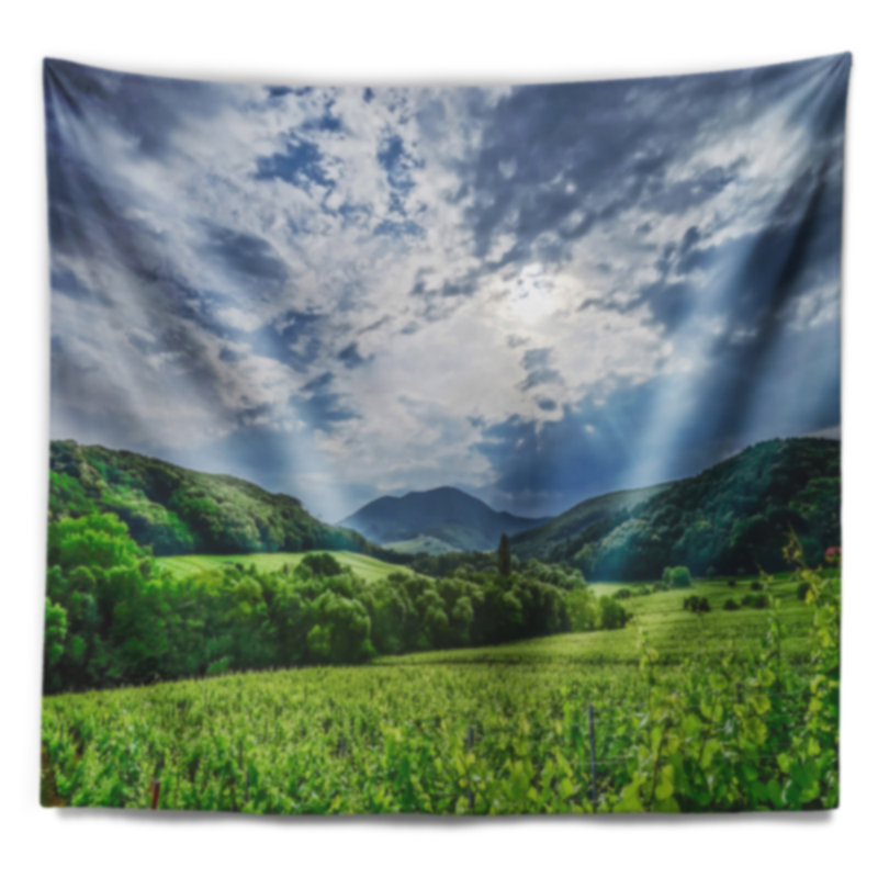 Tapisserie thunderstorm weather over vignobles landscape, H 68 po x l 80 po