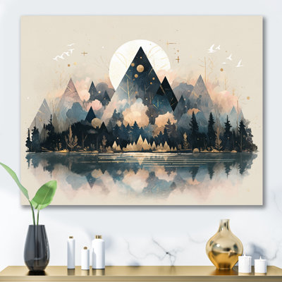 Montagnes sauvages vives - art mural abstrait dans le salon