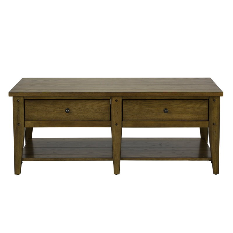 Laron 3 Piece Living Room Table Set w/ Drawers, Brown