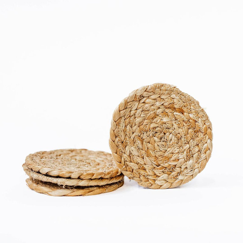 Ensemble de 4 sous-verres ronds en jute