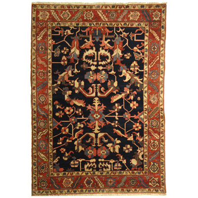 Turkistan Wool Pile Rug in Red/Blue