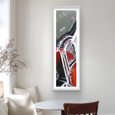 Vintage Red Car Dashboard Print - Framed Matted Home Decor