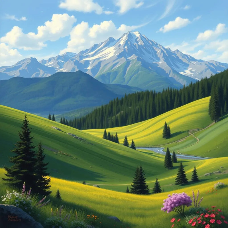 «Autumn Retreat - Mountain Cabin Landscape», art sur toile