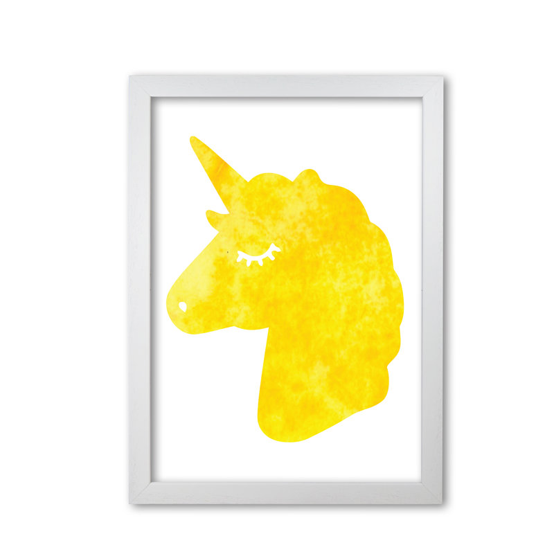 Unicorn Silhouette - Painting, White Grain Frame, 42 cm H x 30 cm W x 5 cm D