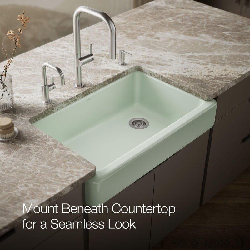 Whitehaven® Self-Trimming 36" L x 22" W Farmhouse Kitchen Sink, Aspen Green