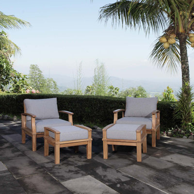 Ensemble de patio extérieur en teck 4 pièces Alaina
