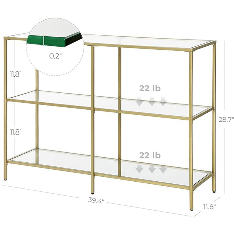 Console Odine, H 28,7 po x l 39,4 po x P 11,8 po, Or / transparent