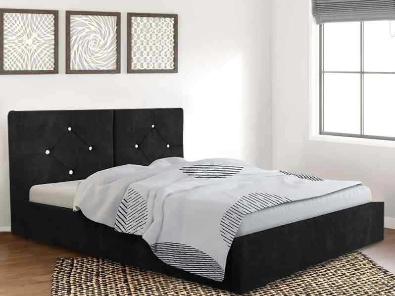 Upholstered Bed, Black, Single (3')