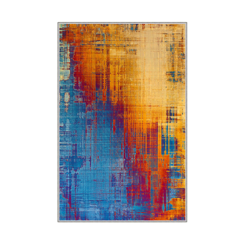 Luxurious Woven Carpet Rug, 2.6 x 4.0 ft | 100% Polyester, 0.4 in Pile Height | Antibacterial & Non-Slip PVC Dot Underside | Machine Washable, 3D Digital Printing | Perfect for Living Room & Bedroom Decor