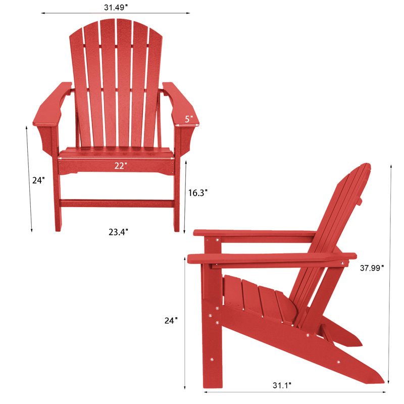 Chaise Adirondack en plastique Abril, Rouge