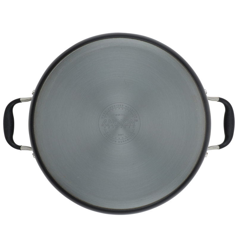 Anolon Advanced Home Hard-Anodized Nonstick Wide Stockpot With Lid, 7.5 Quart, Black