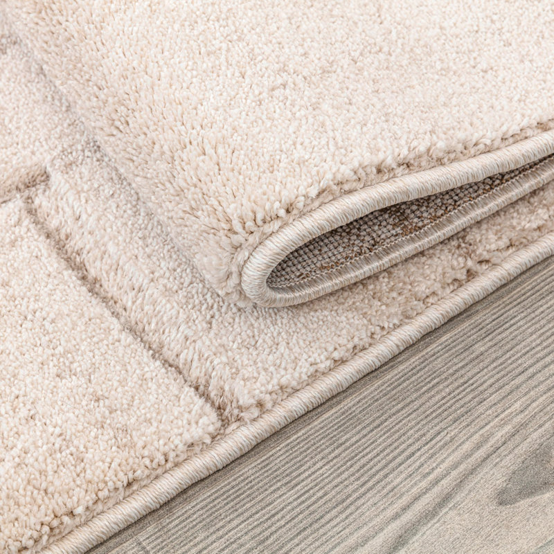  Tapis moderne 3 pi x 5 pi | Petit tapis contemporain pour le bureau personnel | Beige crème, Rectangle 2 pi 7 po x 4 pi